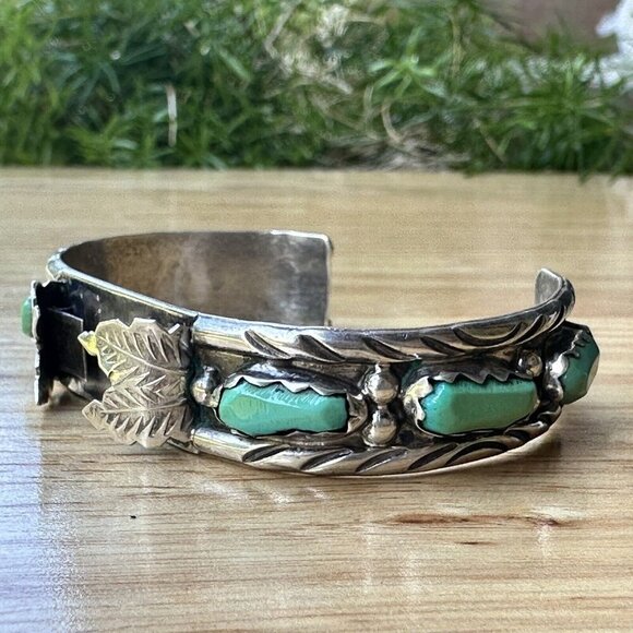 Zuni Wayne Cheama Cuff Watch‎ Band Sterling Silver Turquoise Signed 19.5g Sz 5.5 - Picture 2 of 10